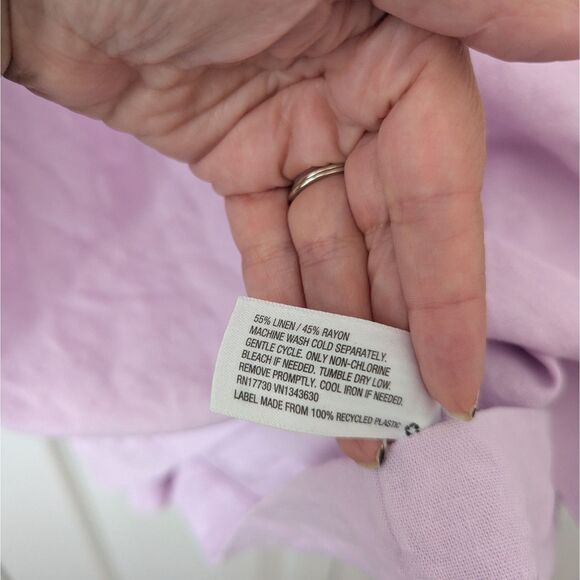 A New Day Ruffle Sleeve Dress | Women’s Large | Pink Linen Blend with Pockets - Picture 4 of 5